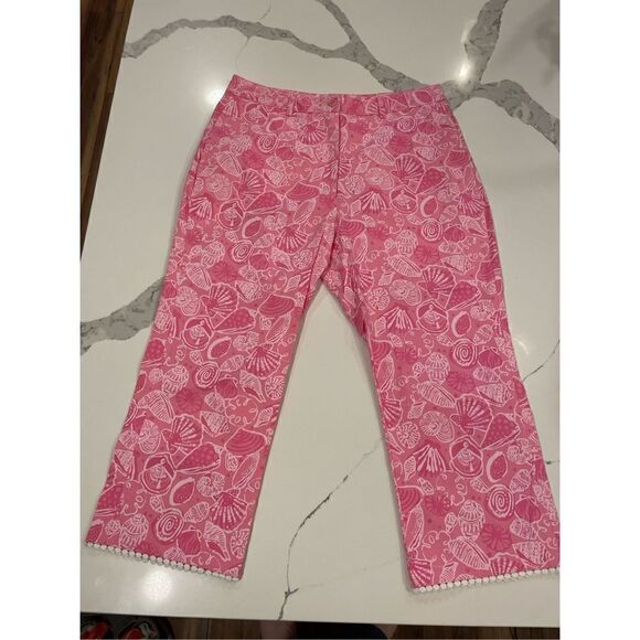 Vintage 90's Lilly Pulitzer Pink Palm Beach Crop Capri Pants Women’s Sz 6 - Picture 1 of 7